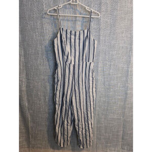 Women's Old Navy Striped‎ Jumpsuit Size L White Blue